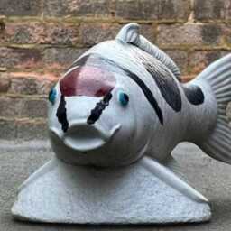 Garden Koi Fish Statue Outdoor Sculpture Stone Figurine Handmade Ornament Fish Lover Gift Yard Art Front Door Decor - thumbnail 2