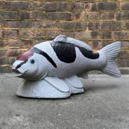 Garden Koi Fish Statue Outdoor Sculpture Stone Figurine Handmade Ornament Fish Lover Gift Yard Art Front Door Decor - thumbnail 1