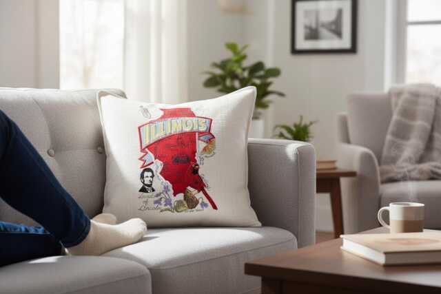 Illinois State Pillow With Feather Insert - image 1