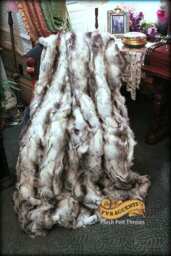 Plush Faux Fur Throw Blanket - Exotic Gray Rabbit, Minky Lining