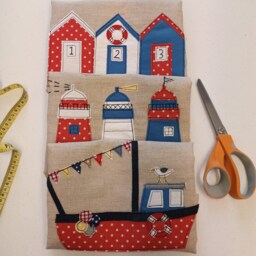 Nautical Linen Applique Cushion Cover Set Handmade Beach Decor - thumbnail 2