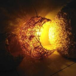 Rattan Silk Moon-Shaped Pendant Lights, Moon Lighting Fixture, Decor Ceiling Lamp - thumbnail 2