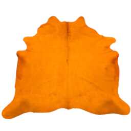 Orange Dyed Genuine Cowhide Rug - Warm Tone Unique Hair On Hide - thumbnail 1