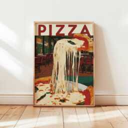 Pizza Poster, Italian Food Print, Kitchen Wall Art, Slice Decor, Italy Foodie Gift Print - thumbnail 1