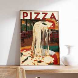 Pizza Poster, Italian Food Print, Kitchen Wall Art, Slice Decor, Italy Foodie Gift Print - thumbnail 2