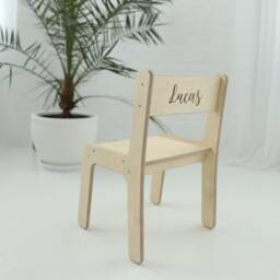 Wooden Baby Chair With Name Personalized For Kids Toddler Montessori Furniture - thumbnail 3