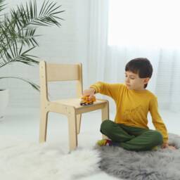 Wooden Baby Chair With Name Personalized For Kids Toddler Montessori Furniture - thumbnail 1