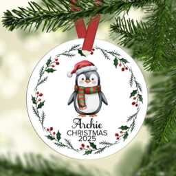 Kids Christmas Decoration, Animals Ornament, Tree Decor, Personalised Name Keepsake, Decors, Xmas Disc, Bauble - thumbnail 2