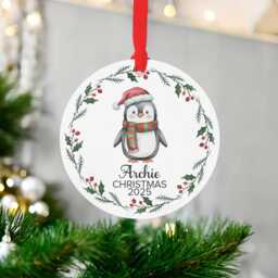 Kids Christmas Decoration, Animals Ornament, Tree Decor, Personalised Name Keepsake, Decors, Xmas Disc, Bauble - thumbnail 3