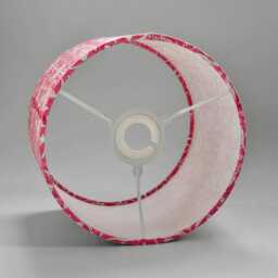 Handmade Lampshade With Indian Block Print Fabric - Floral Pattern On Bright Pink Soft Lighting Accent - thumbnail 2