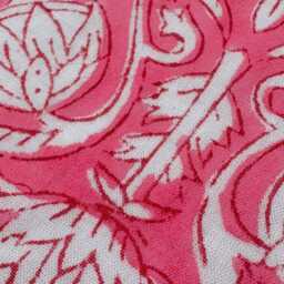 Handmade Lampshade With Indian Block Print Fabric - Floral Pattern On Bright Pink Soft Lighting Accent - thumbnail 3