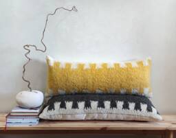 Long Lumbar Wool Pillow, Textured Accent Cushion For Sofa Or Bed, Decorative Rectangle Shaggy Bedroom Decor, Housewarming Gift Idea - thumbnail 1
