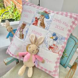 Beatrix Potter?? Personalised Memory Cushion?? - New Baby Cushion Personalized Pillow Peter Rabbit Nursery Decor- Newborn Gift - thumbnail 3
