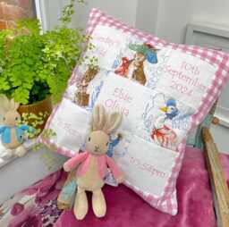 Beatrix Potter?? Personalised Memory Cushion?? - New Baby Cushion Personalized Pillow Peter Rabbit Nursery Decor- Newborn Gift - thumbnail 1