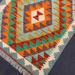 Handmade Kilim Runner, Artisan Afghan Turkish Aztec Sheep Wool Runner Rug 194x63 cm - thumbnail 4