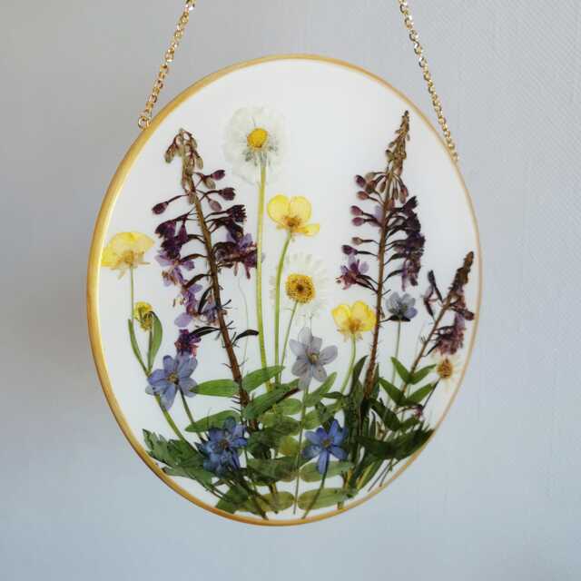 Pressed Flower Wall Art Framed Floral Resin Hanging Decor - image 1