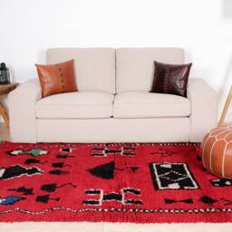 Red Boujaad Rug, Moroccan Rug 5x7 Ft, Authentic Handmade Berber Carpet, Genuine Wool Rug, Area Tapis Berbere, Teppich - thumbnail 2