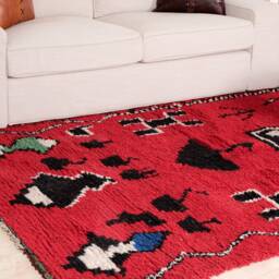 Red Boujaad Rug, Moroccan Rug 5x7 Ft, Authentic Handmade Berber Carpet, Genuine Wool Rug, Area Tapis Berbere, Teppich - thumbnail 3