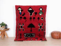 Red Boujaad Rug, Moroccan Rug 5x7 Ft, Authentic Handmade Berber Carpet, Genuine Wool Rug, Area Tapis Berbere, Teppich - thumbnail 1