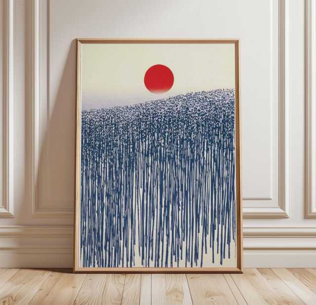 Abstract Bamboo Forest Poster, Japanese Minimalist Wall Art Print - image 1