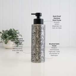Artistic Wrap Stainless Steel Soap Dispenser - Refillable 500 Ml Pump Bottle Modern Black Line Art Decor Eco Home Accessory - thumbnail 3