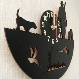 Wall Clock Hunter Wood Gift Non-Ticking Ducks Pheasants Moose Wild Boar - Please Choose Hunting Dog - thumbnail 4