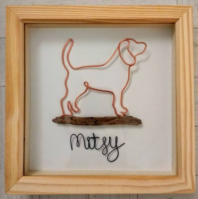 Handmade Wire Beagle Art, Box Framed Personalised Dog Lover Gift - image 1