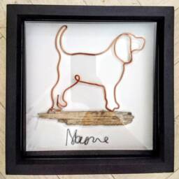 Handmade Wire Beagle Art, Box Framed Personalised Dog Lover Gift - thumbnail 2