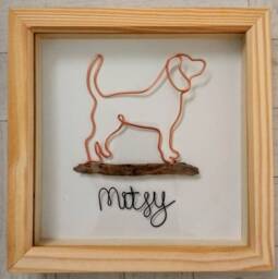 Handmade Wire Beagle Art, Box Framed Personalised Dog Lover Gift - thumbnail 1