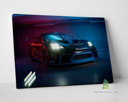 Porsche Neon Light Canvas Art Print Picture Racing Sports Cars Framed Wall Decor -E342 - thumbnail 1