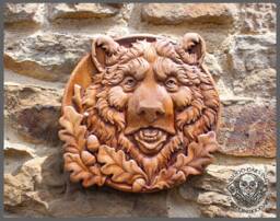 Iroko Wood Carving - Bear Wall Art, Rustic Cabin Decor - thumbnail 1