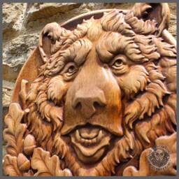 Iroko Wood Carving - Bear Wall Art, Rustic Cabin Decor - thumbnail 4