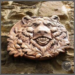 Iroko Wood Carving - Bear Wall Art, Rustic Cabin Decor - thumbnail 3