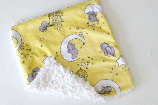Dream Lovie. Security Blanket. Personalized Lovey. Faux Fur Elephant Yellow. Mini Baby Minky Shower Gift - image 1