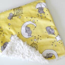 Dream Lovie. Security Blanket. Personalized Lovey. Faux Fur Elephant Yellow. Mini Baby Minky Shower Gift - thumbnail 3