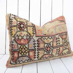 Handmade Turkish Kilim Pillow Cover Vintage Anatolian Design - 16x24 - thumbnail 3
