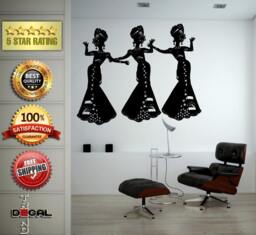 Three African Girls Woman Tribe Dancing Wall Window Sticker Decal Vinyl Silhouette Decor L1875 - thumbnail 1