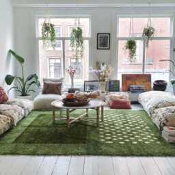 Green Abstract Moroccan Rug, Large Area Living Room Hand Knotted Berber Shag Carpet - thumbnail 3