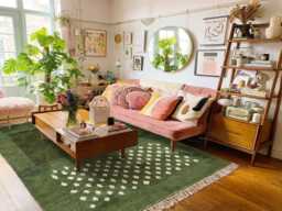 Green Abstract Moroccan Rug, Large Area Living Room Hand Knotted Berber Shag Carpet