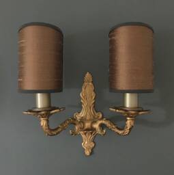 James Hare Orissa Silk Walnut - Handmade, Candle Clip Half Shield Lampshade For Wall Lights