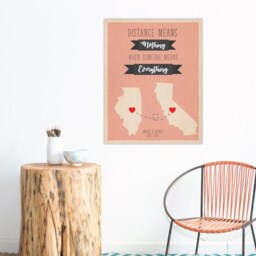 Personalized Gift Long Distance Relationship Map, Means Nothing Print, World Couples Distance Love - thumbnail 2