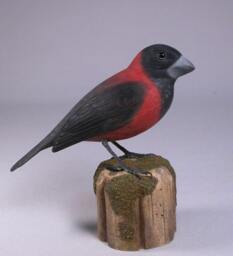 Crimson-Collared Grosbeak Wooden Carved Bird