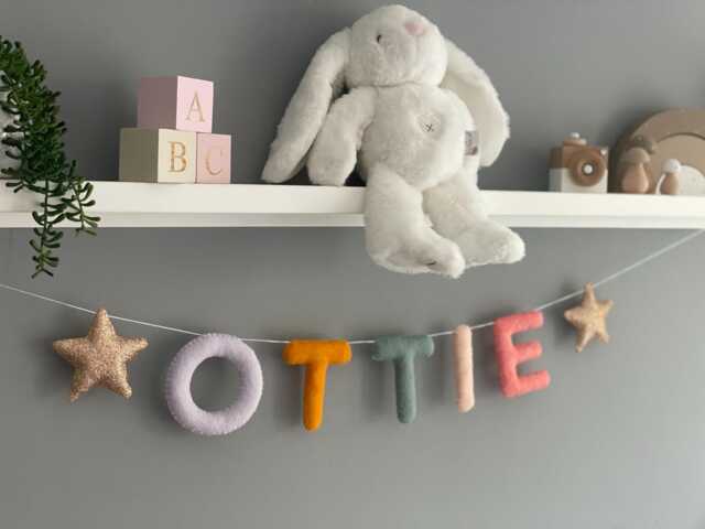 Name Bunting, Nursery Decor, Personalised Felt Name, Name Sign, Garland, Baby Gift - image 1