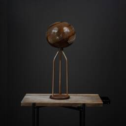Gourd Table Lamp, Moroccan Turkish Style, Acacia Wood Base - thumbnail 2