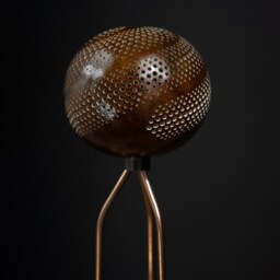 Gourd Table Lamp, Moroccan Turkish Style, Acacia Wood Base - thumbnail 3