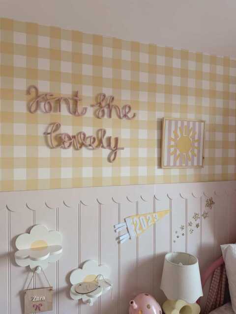 Girls Room Knitted Sign, Pretty Decor For Girls Bedroom Wall, Wire Quote Wall Girly - image 1