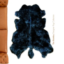 Faux Fox Fur Area Rug - Shaggy Cowhide Shape, Usa Handmade - thumbnail 1