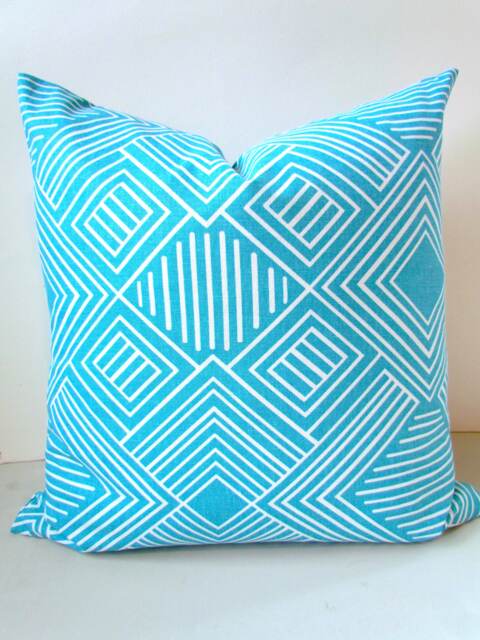 Turquoise Pillow Covers Aqua Bluethrow Pillows Decorative Pillow Solid Blue Sale. 20x20 Nautical Coastal - image 1