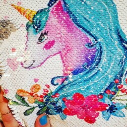 Unicorn Pillow, Reversible Sequins Cushion Cover, Unicorn Mermaid, Personalised Sequin, Special Needs, Autism Calming Fantasy Pillow - thumbnail 3