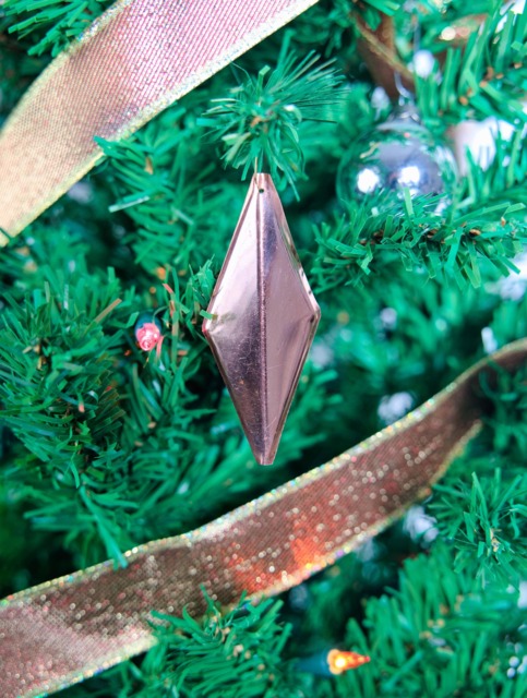 Handmade Copper Christmas Ornament - Geometric Diamond Shape Rustic Metal Holiday Decor Modern Minimalist Tree Decoration - image 1